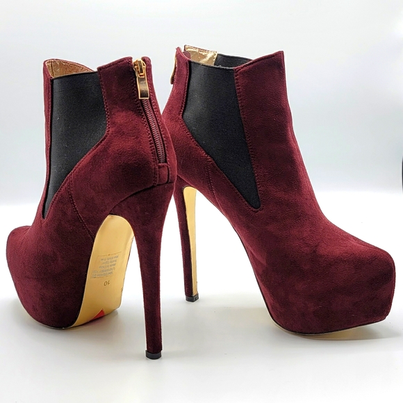 Shoes - Burgrndy High Heel Booties